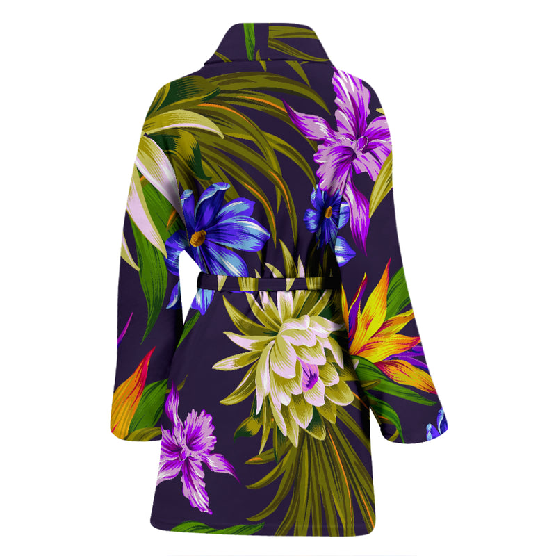 Water Lily Pattern Print Design WL08 Women Bathrobe