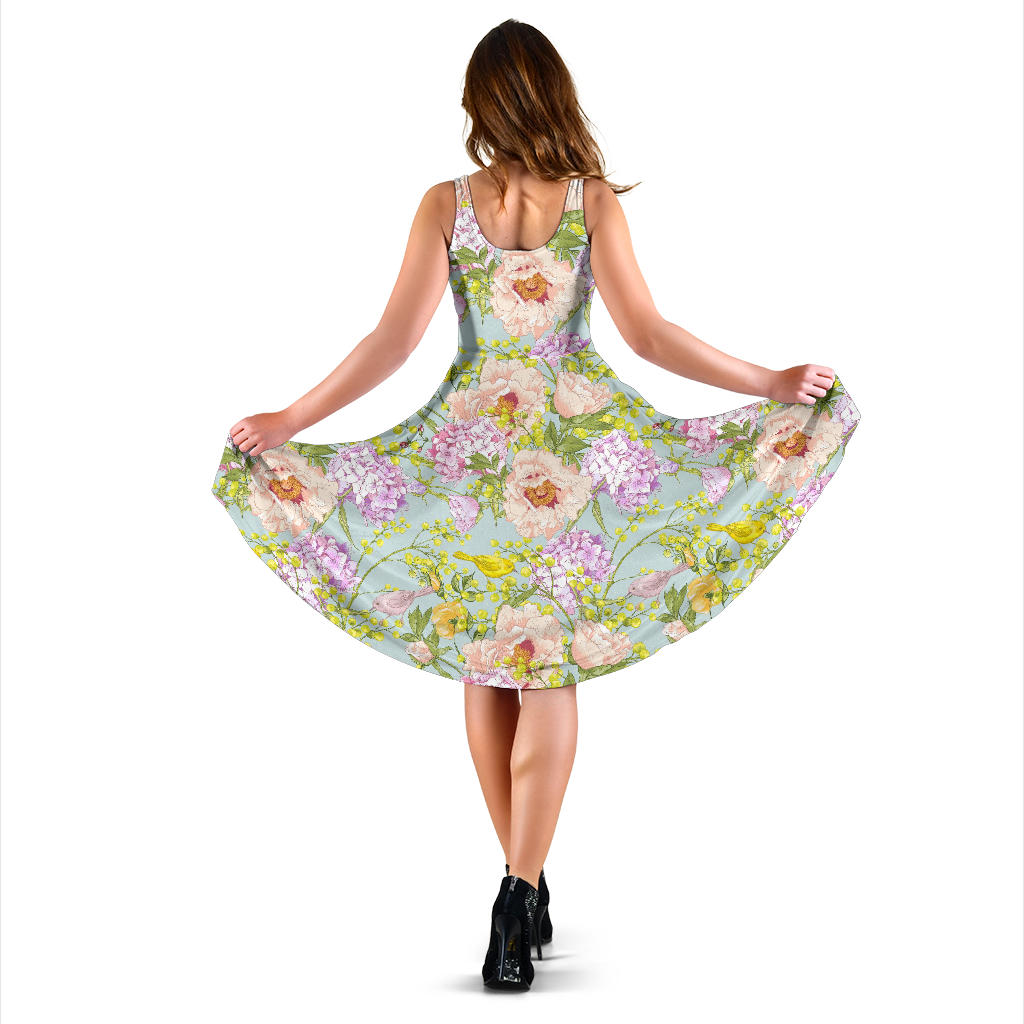 Hydrangea Pattern Print Design HD02 Midi Dress