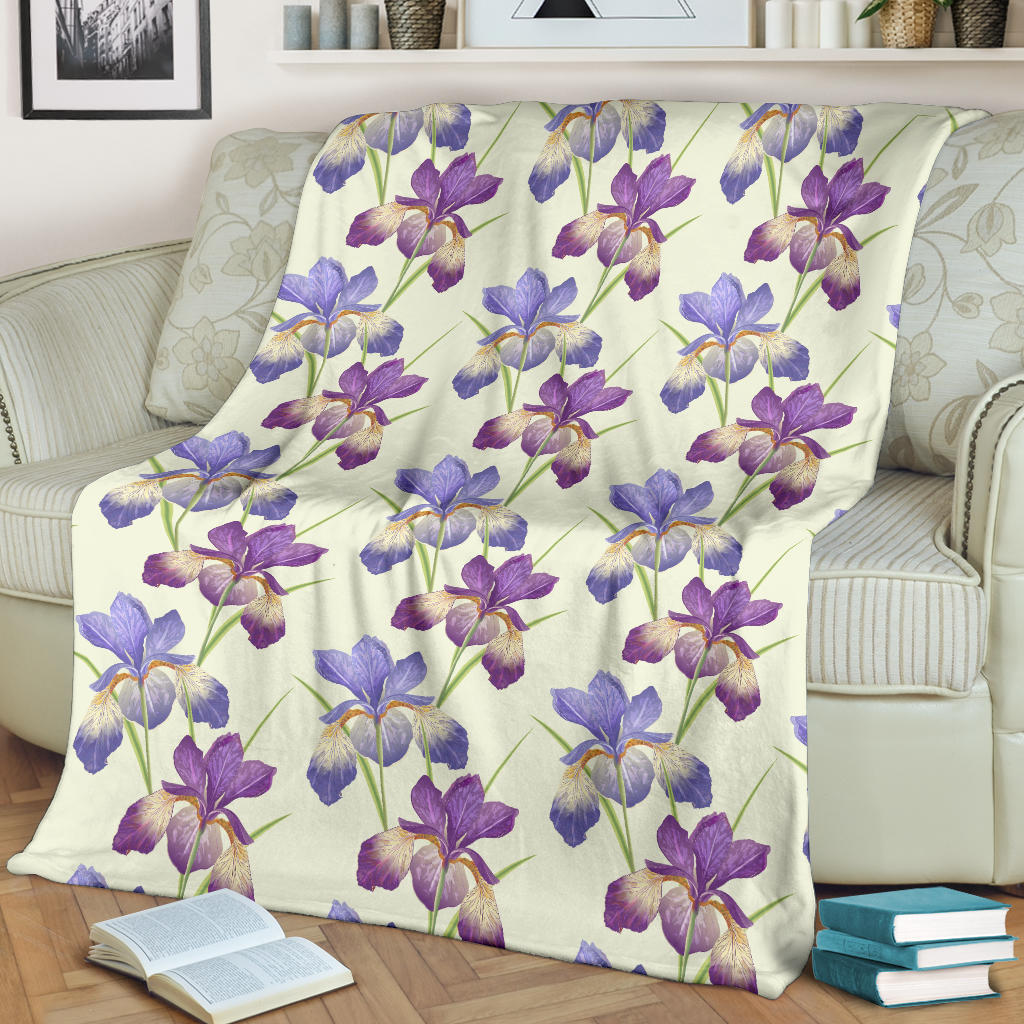 Iris Pattern Print Design IR08 Fleece Blanket