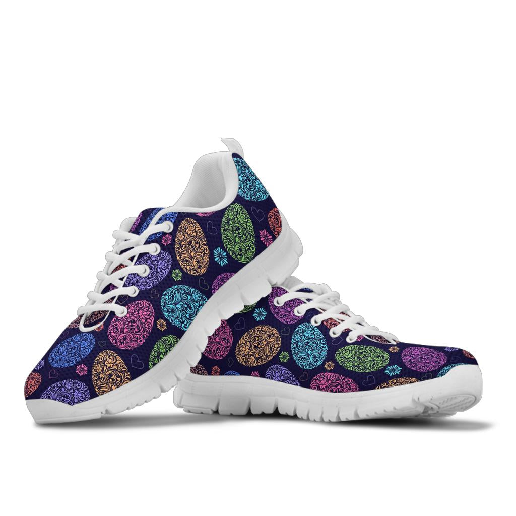 Easter Eggs Pattern Print Design RB012 Sneakers White Bottom Shoes