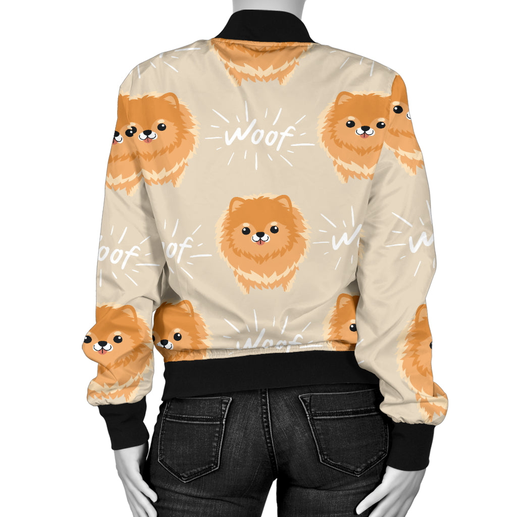 Pomeranians Pattern Print Design A04 Women's Bomber Jacket