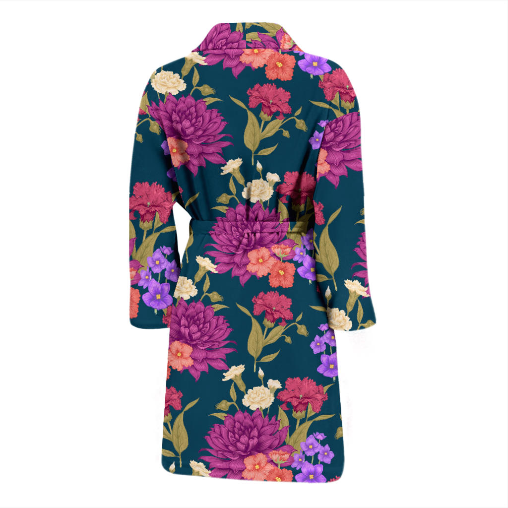 Dahlia Pattern Print Design DH01 Men Bathrobe