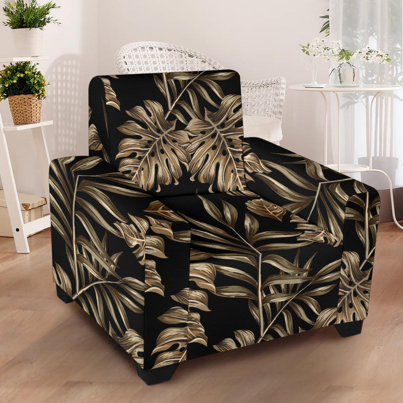 Brown Tropical Palm Leaves Armchair Slipcover