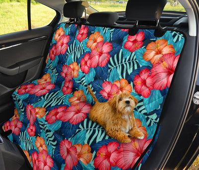 Red Hibiscus Pattern Print Design HB02 Rear Dog  Seat Cover