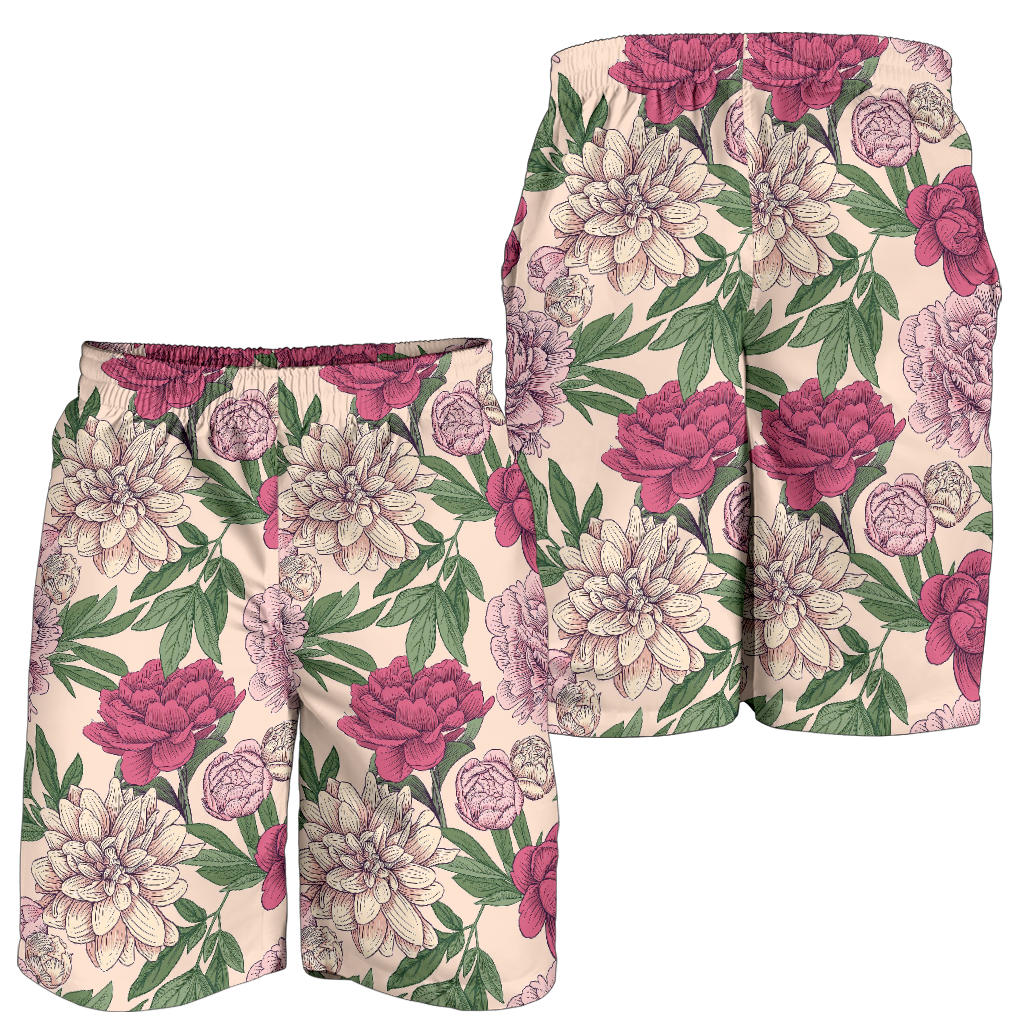 Peony Pattern Print Design A01 Mens Shorts