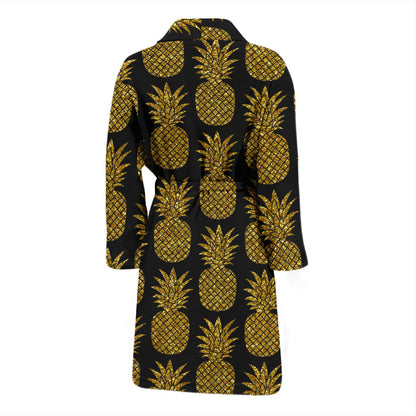 Gold Pineapple Pattern Print Design PP011 Men Bathrobe