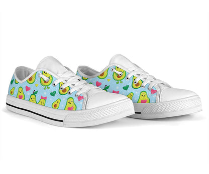 Avocado Pattern Print Design AC09 White Bottom Low Top Shoes