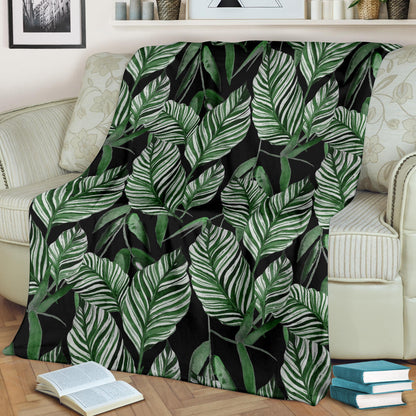 Palm Leaves Pattern Print Design PL09 Fleece Blanket