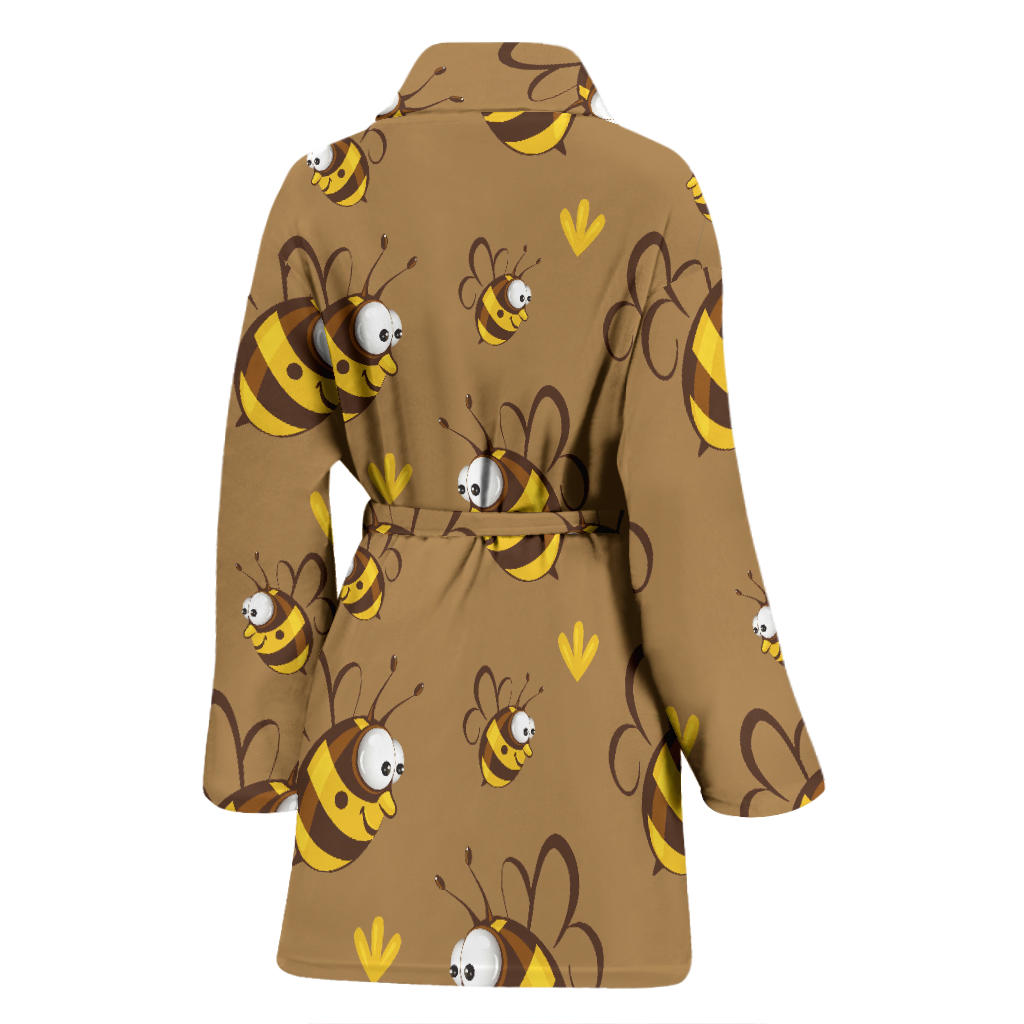 Bee Pattern Print Design BEE09 Women Bathrobe