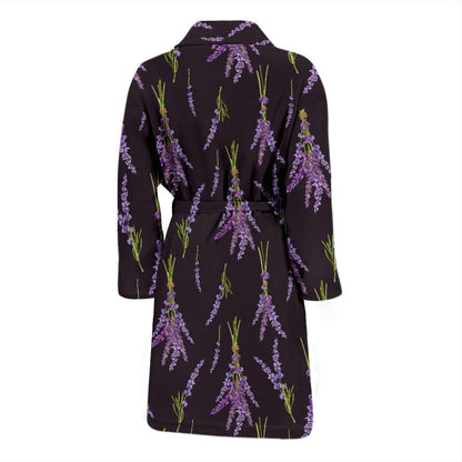 Lavender Pattern Print Design LV05 Men Bathrobe