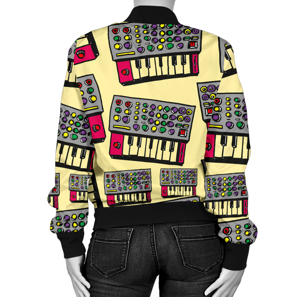 Synthesizer Pattern Print Design 01 Women's Bomber Jacket