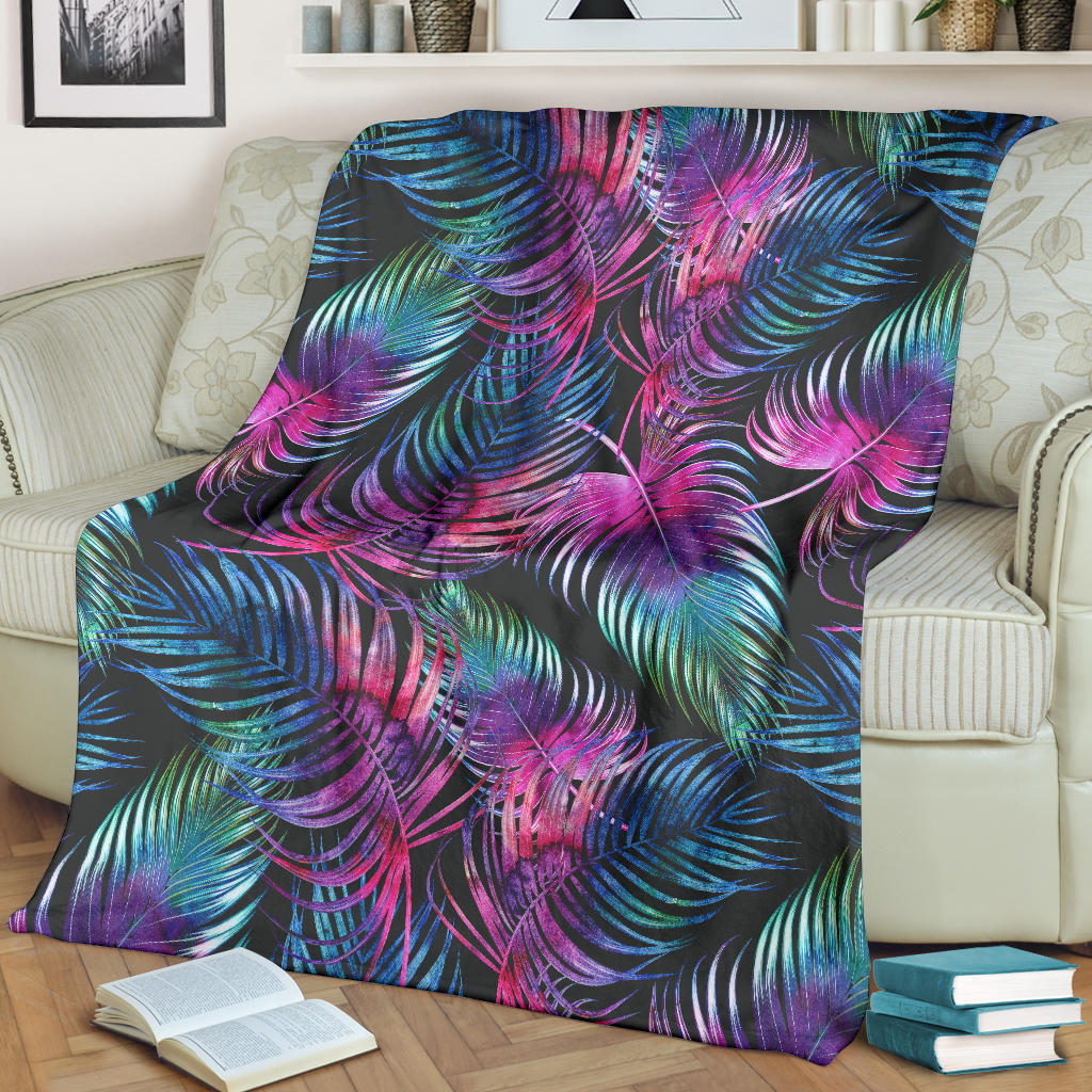 Palm Leaves Pattern Print Design PL010 Fleece Blanket