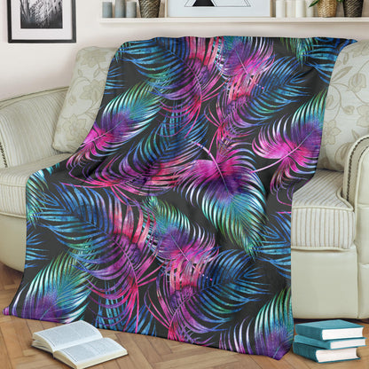 Palm Leaves Pattern Print Design PL010 Fleece Blanket