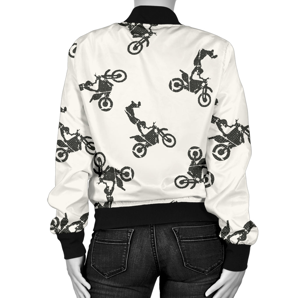 Motocross Pattern Print Design 03 Women's Bomber Jacket