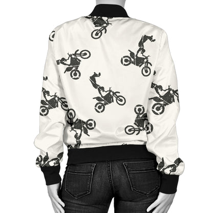 Motocross Pattern Print Design 03 Women's Bomber Jacket