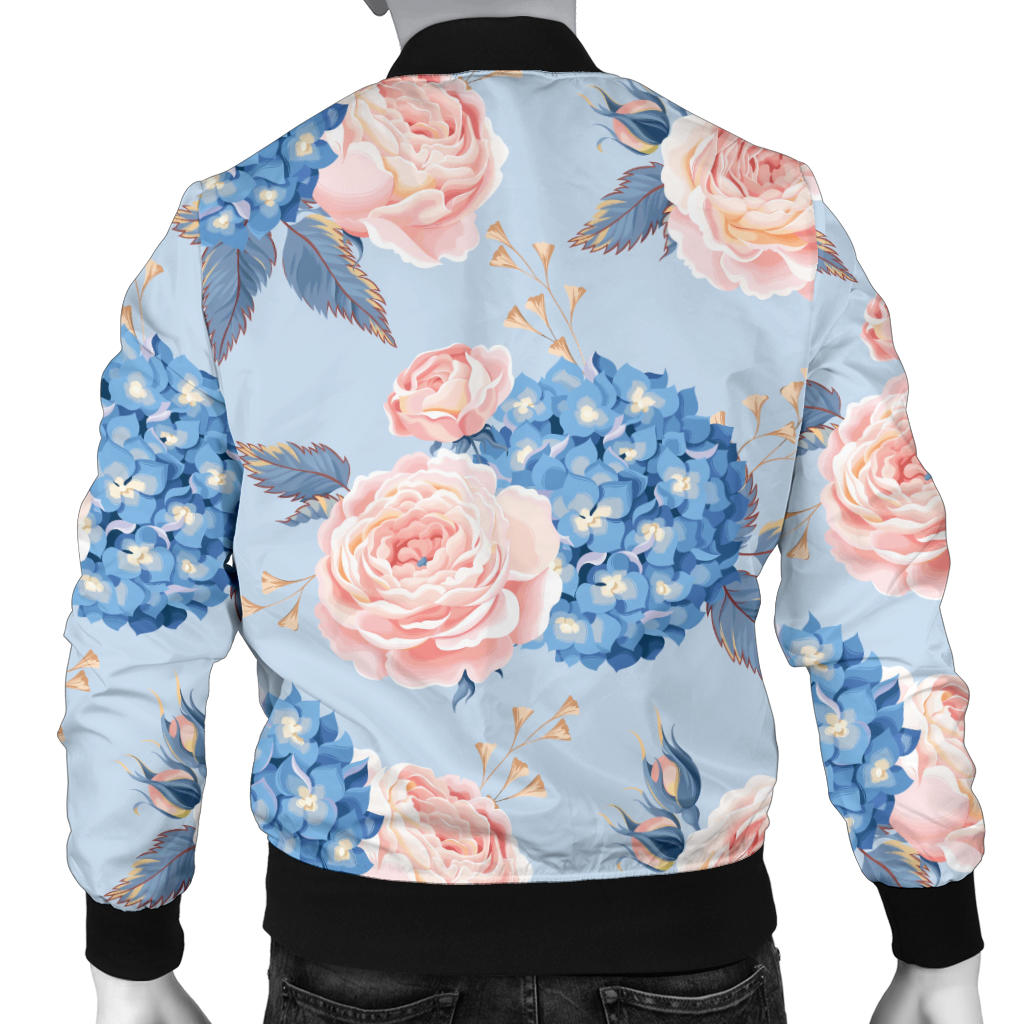 Hydrangea Pattern Print Design HD06 Men Bomber Jacket