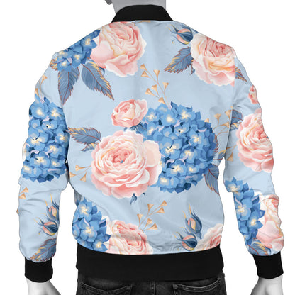 Hydrangea Pattern Print Design HD06 Men Bomber Jacket