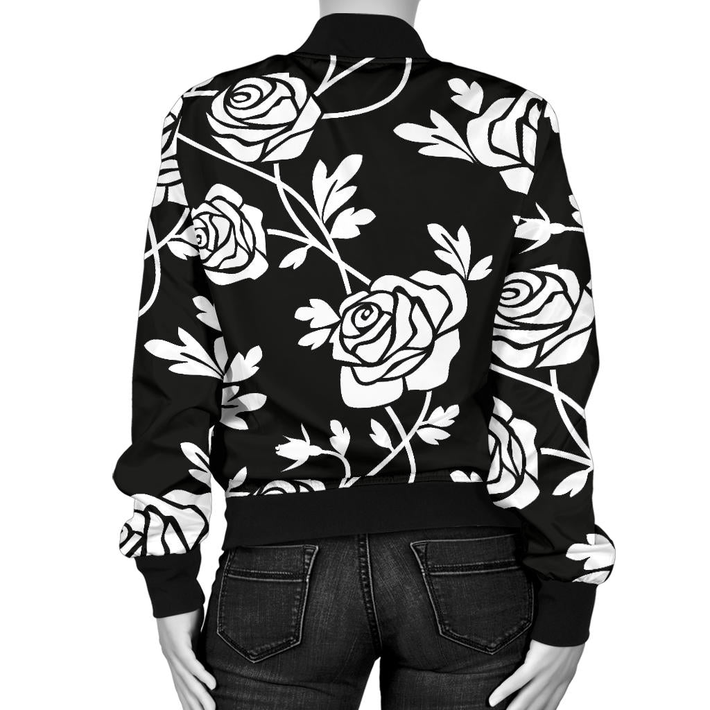 Rose Pattern Print Design RO013 Women Bomber Jacket
