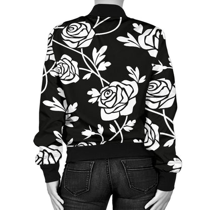 Rose Pattern Print Design RO013 Women Bomber Jacket