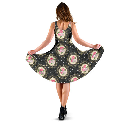 Rose Pattern Print Design RO015 Midi Dress