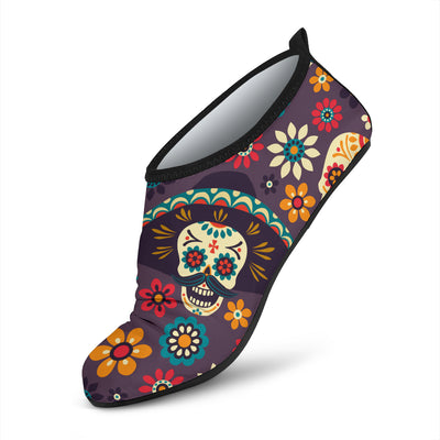 sugar skull Maxican Pattern Aqua Water Shoes