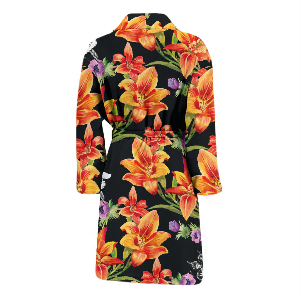 Tropical Flower Pattern Print Design TF02 Men Bathrobe