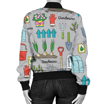 Gardening Pattern Print Design G07 Women Bomber Jacket