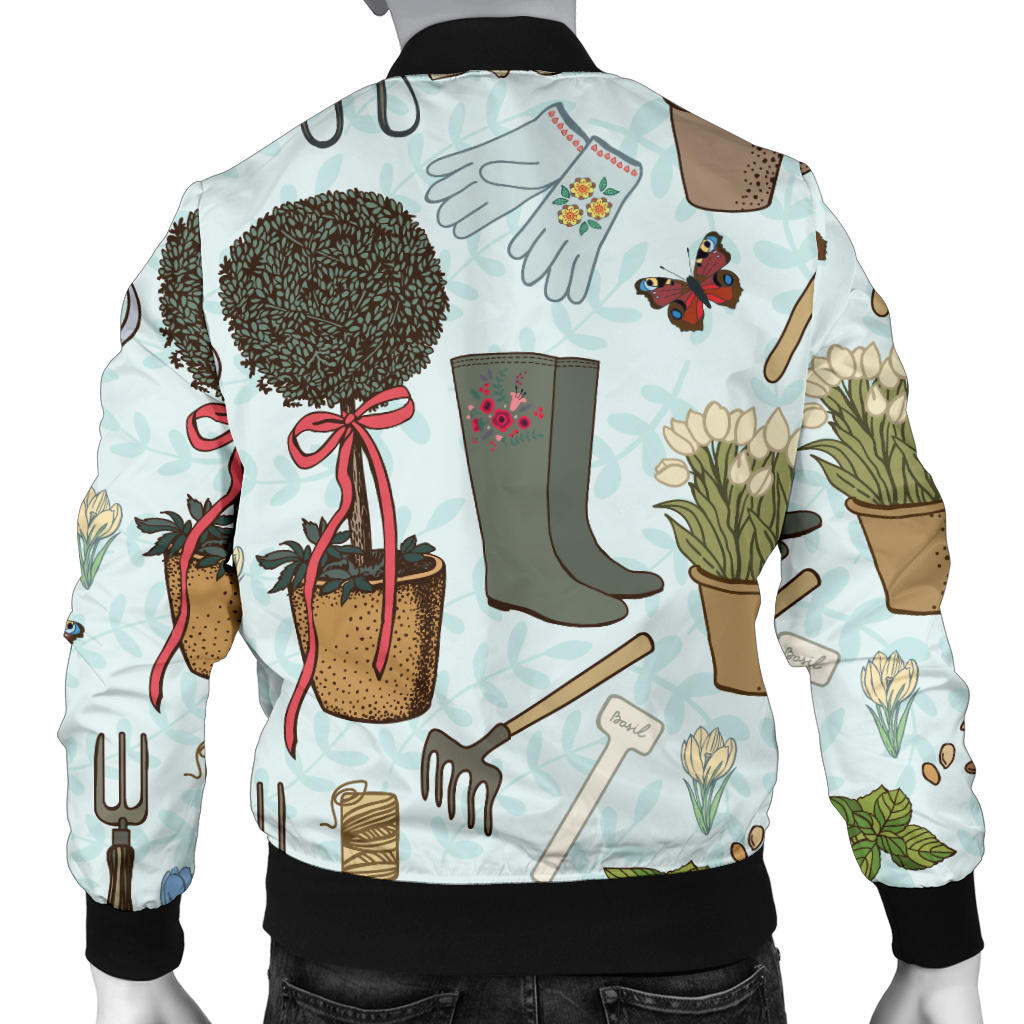 Gardening Pattern Print Design G01 Men Bomber Jacket