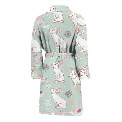 Rabbit Pattern Print Design RB011 Men Bathrobe