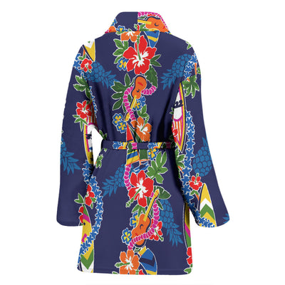 Hawaiian Themed Pattern Print Design H04 Women Bathrobe