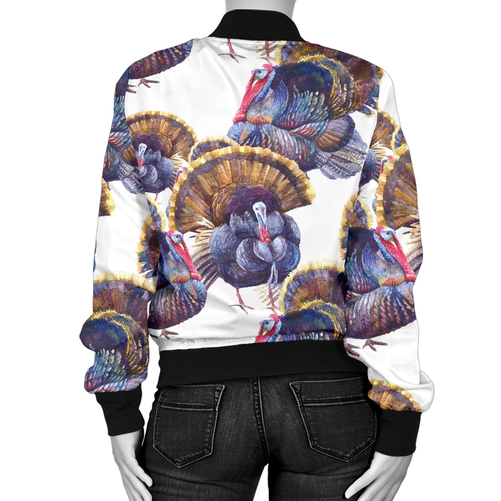 Turkey Pattern Print Design 01 Women's Bomber Jacket