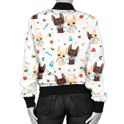 Chihuahua Pattern Print Design 06 Women's Bomber Jacket