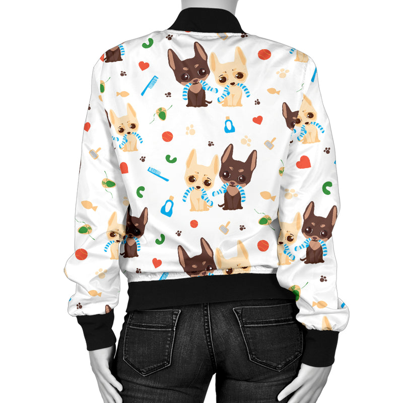 Chihuahua Pattern Print Design 06 Women's Bomber Jacket