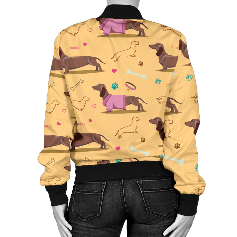 Dachshund Pattern Print Design 07 Women's Bomber Jacket