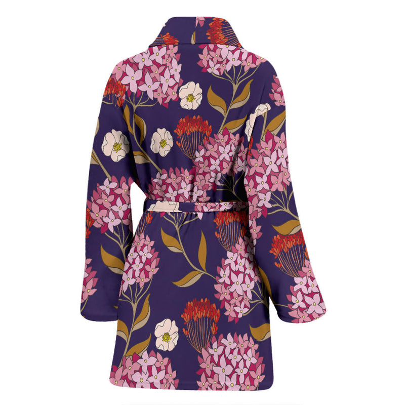 Hydrangea Pattern Print Design HD010 Women Bathrobe