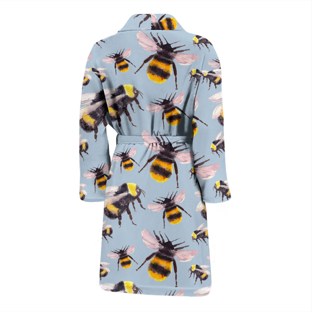 Bee Pattern Print Design BEE08 Men Bathrobe