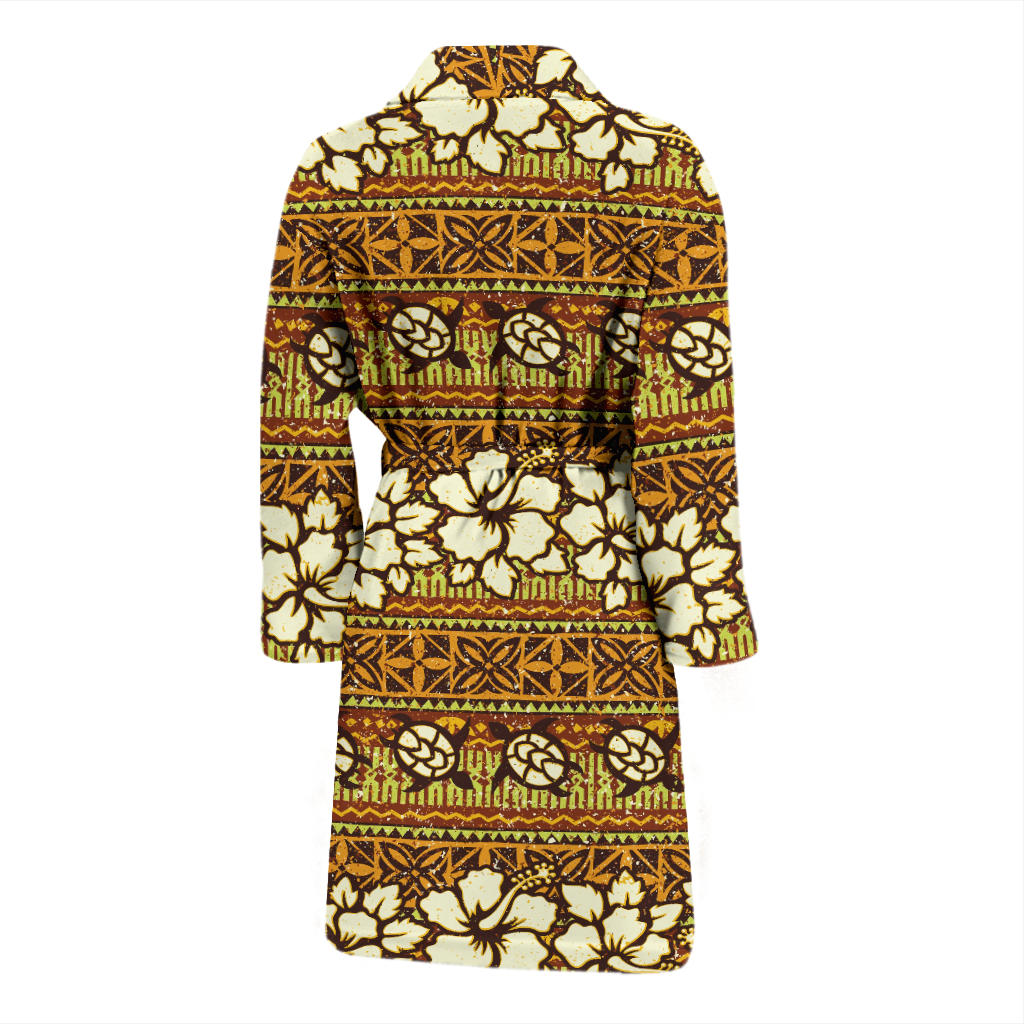 Hawaiian Themed Pattern Print Design H015 Men Bathrobe