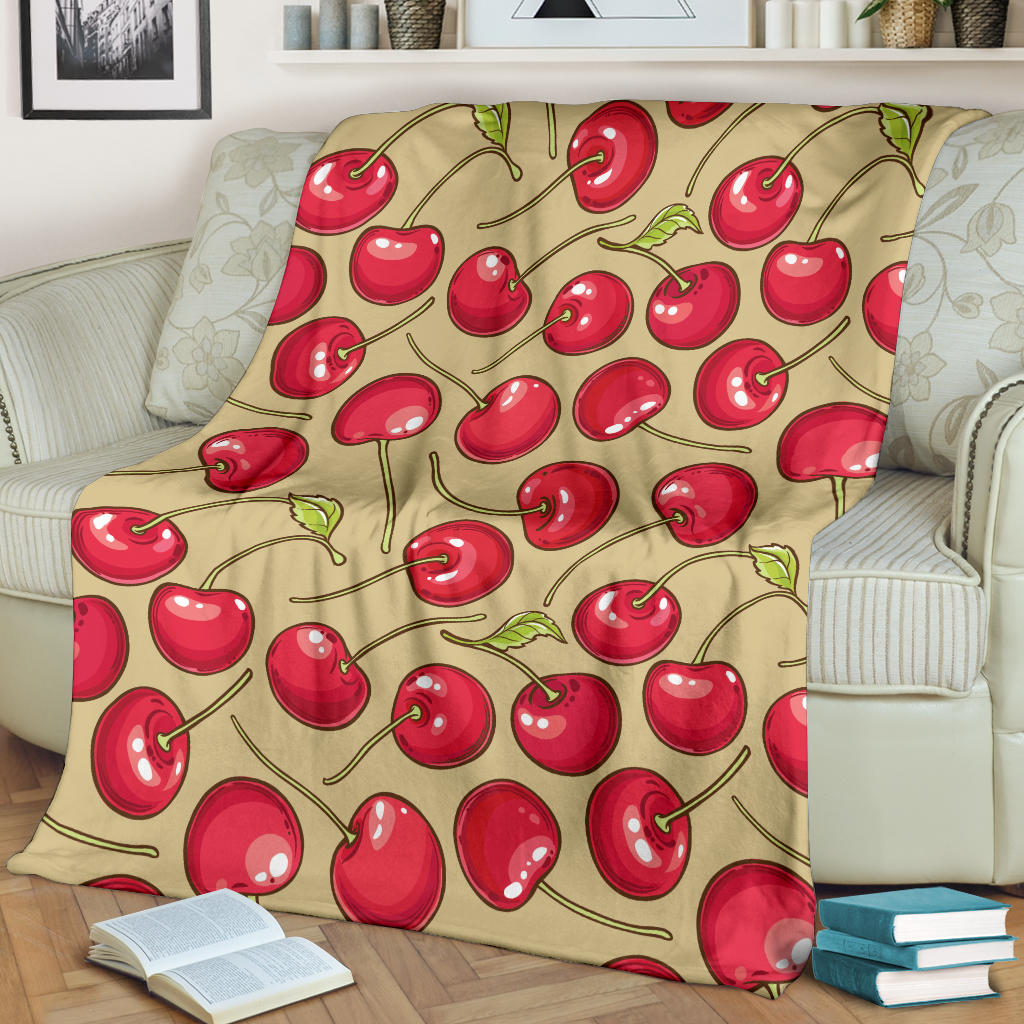 Cherry Pattern Print Design CH05 Fleece Blanket