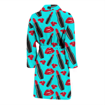 Lipstick Pattern Print Design LT02 Men Bathrobe