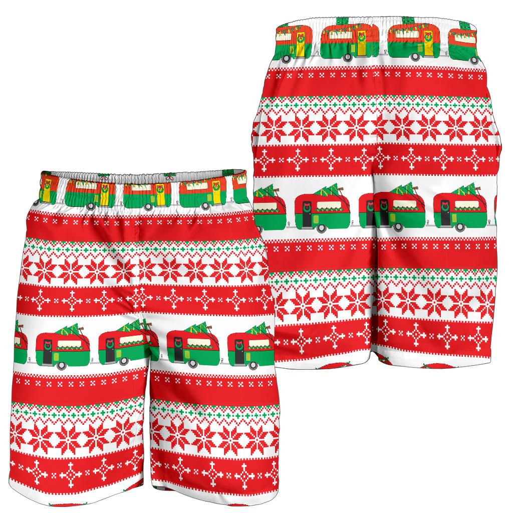 Camper Camping Ugly Christmas Design Print Mens Shorts
