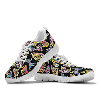 Butterfly Water Color Rainbow Sneakers White Bottom Shoes