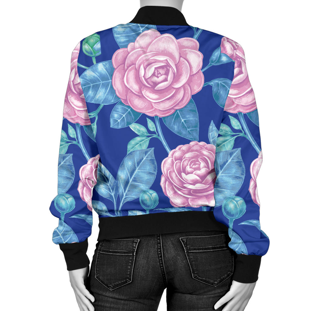 Camellia Pattern Print Design CM05 Women Bomber Jacket