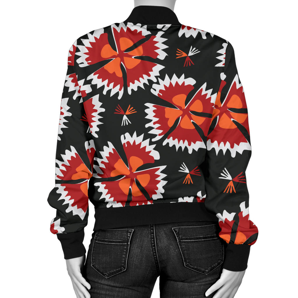 Carnations Pattern Print Design CN03 Women Bomber Jacket