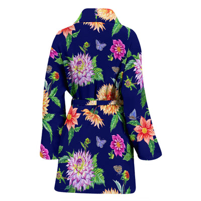 Dahlia Pattern Print Design DH010 Women Bathrobe