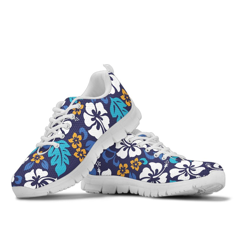 Hibiscus Pattern Print Design HB030 Sneakers White Bottom Shoes