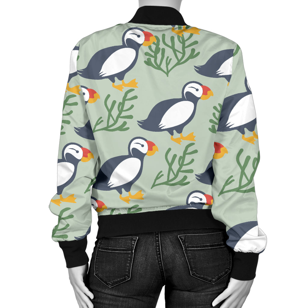 Puffin Pattern Print Design A04 Women's Bomber Jacket