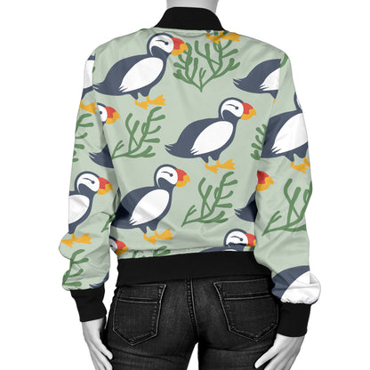 Puffin Pattern Print Design A04 Women's Bomber Jacket