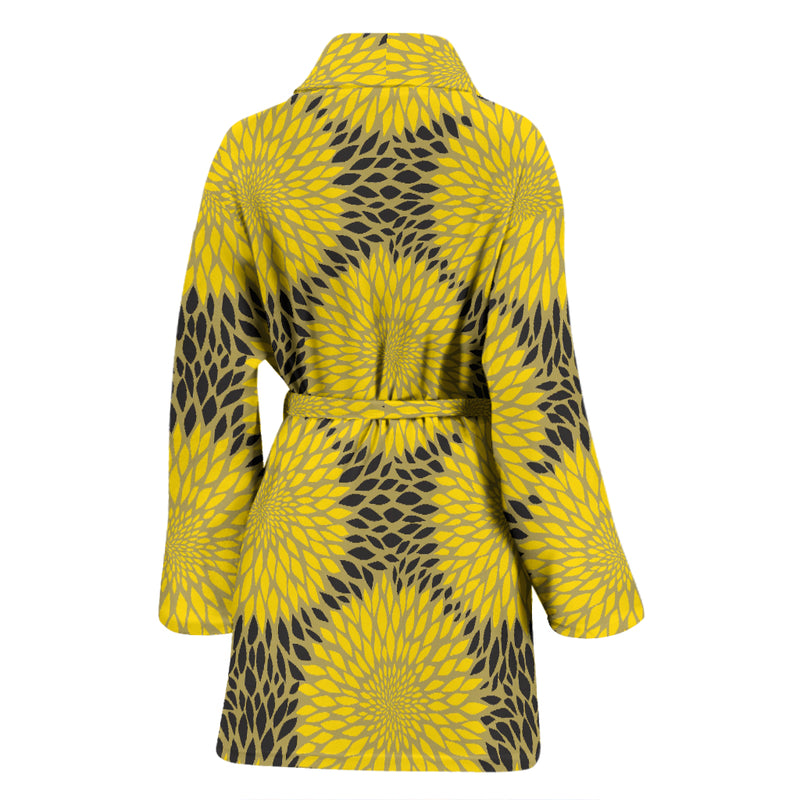 Sunflower Pattern Print Design SF06 Women Bathrobe