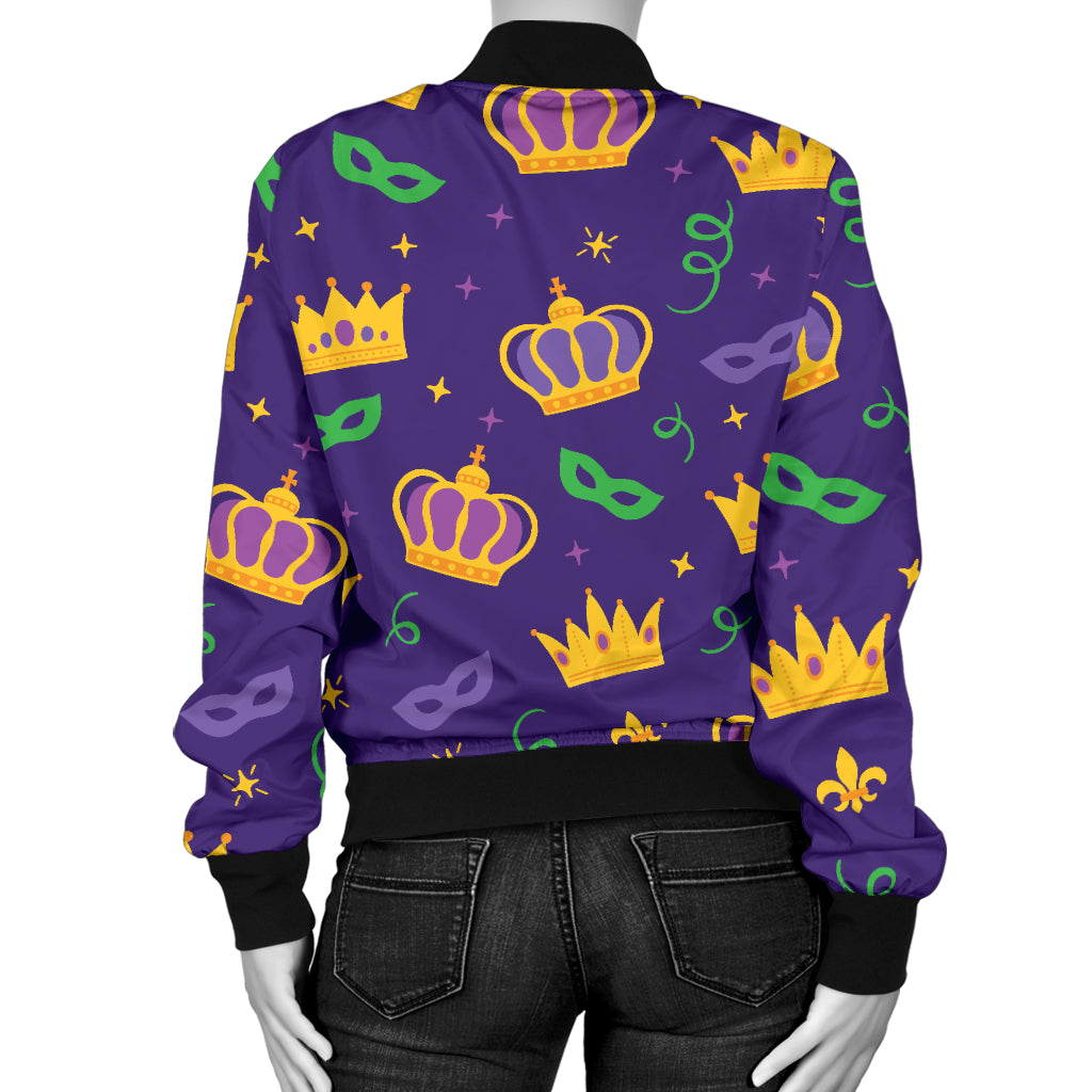 Mardi Gras Pattern Print Design 03 Women's Bomber Jacket