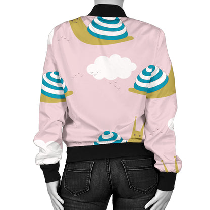 Snail Pattern Print Design 02 Women's Bomber Jacket